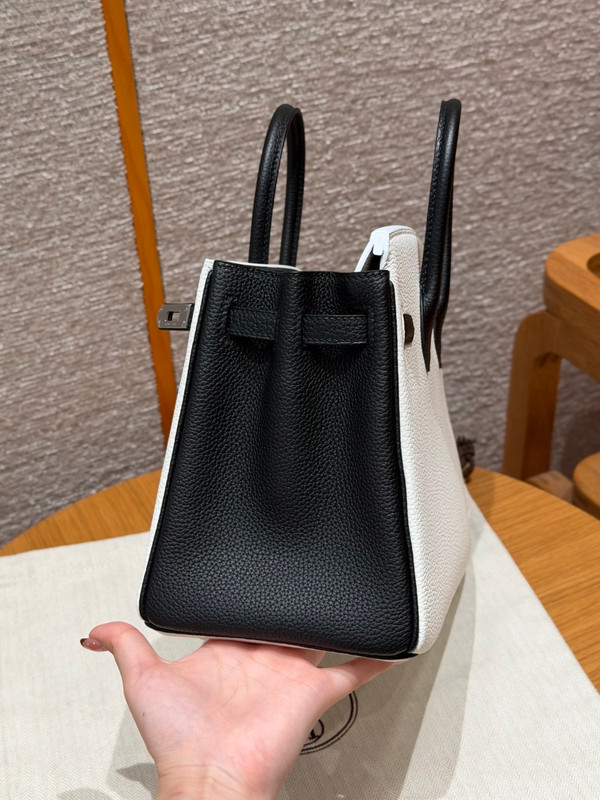 Hermes Special Order (HSS) Black/White  Birkin 25 cm Togo Palladium Hardware