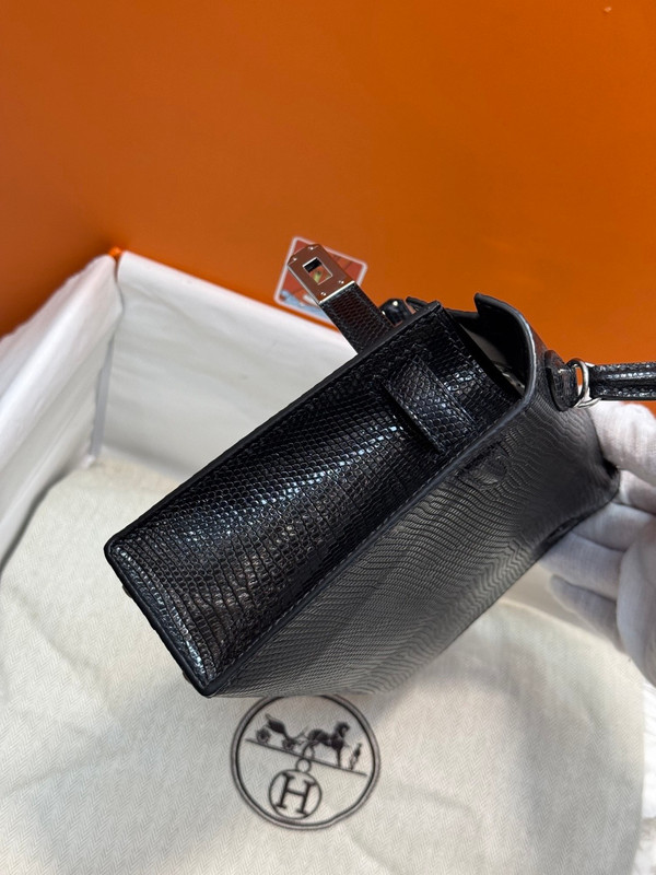 Hermes Mini Kelly II 20 Black Lizard