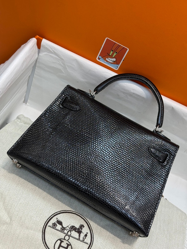 Hermes Mini Kelly II 20 Black Lizard