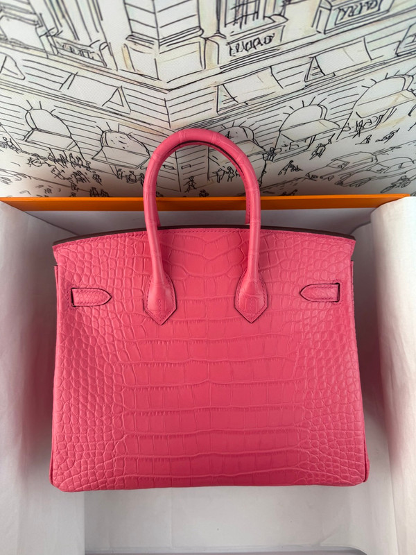 Hermes Rose Extreme Birkin 25 alligator crocodile with Gold hardware