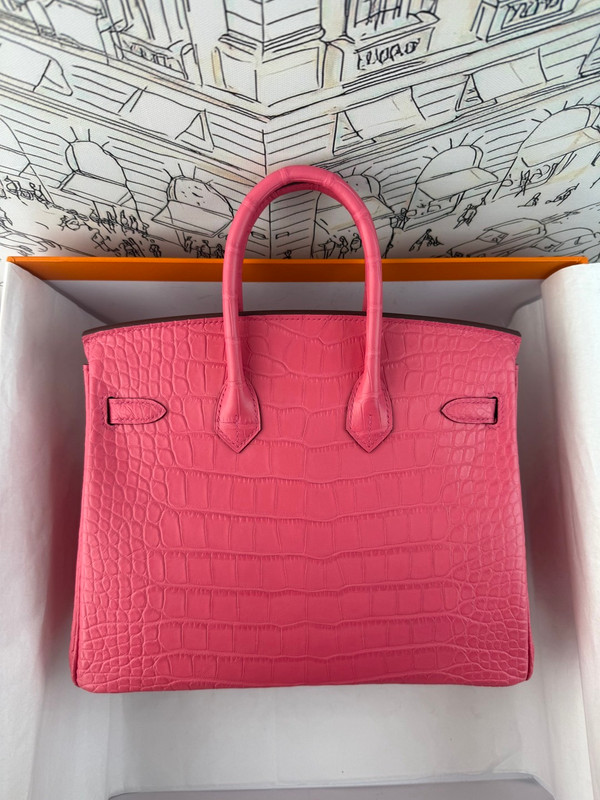 Hermes Rose Extreme Birkin 25 alligator crocodile with Palladium hardware