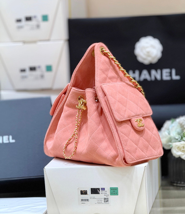 CHANEL 25 SMALL HANDBAG PINK SUEDE