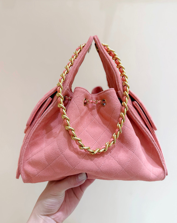 CHANEL 25 SMALL HANDBAG PINK SUEDE