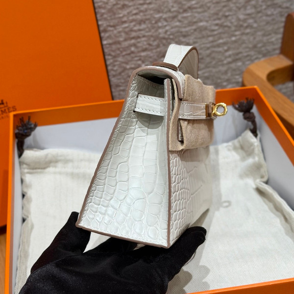 Hermès Matt Beton Alligator Kelly Pochette