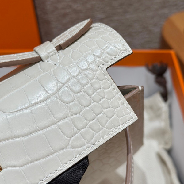 Hermès Matt Beton Alligator Kelly Pochette
