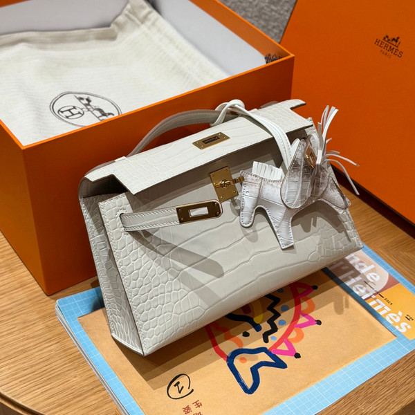 Hermès Matt Beton Alligator Kelly Pochette