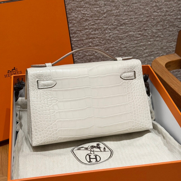 Hermès Matt Beton Alligator Kelly Pochette