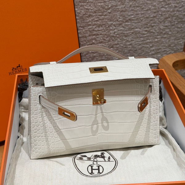 Hermès Matt Beton Alligator Kelly Pochette