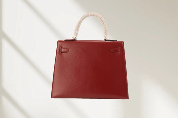 Hermès Limited Edition "Golf" Kelly 28 Sellier Rouge H Box Calf & Sanguine Swift Leather with Palladium Hardware