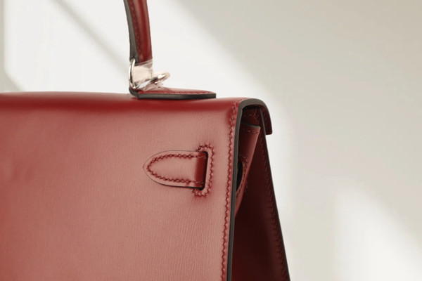 Hermès Limited Edition "Golf" Kelly 28 Sellier Rouge H Box Calf & Sanguine Swift Leather with Palladium Hardware