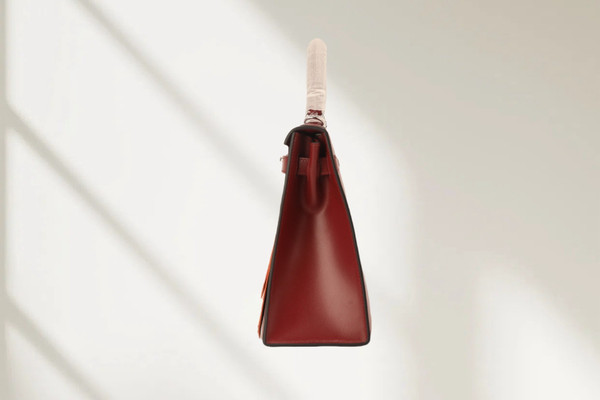 Hermès Limited Edition "Golf" Kelly 28 Sellier Rouge H Box Calf & Sanguine Swift Leather with Palladium Hardware