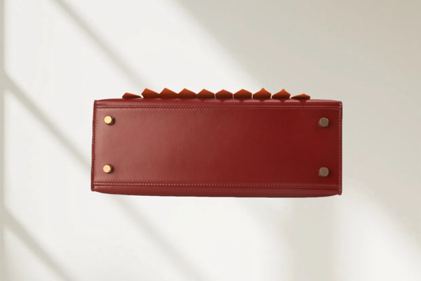 Hermès Limited Edition "Golf" Kelly 28 Sellier Rouge H Box Calf & Sanguine Swift Leather with Palladium Hardware