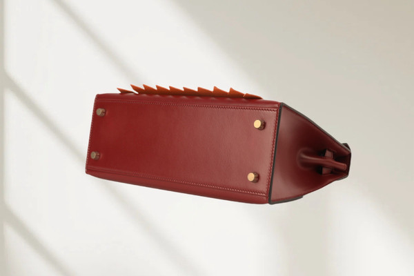 Hermès Limited Edition "Golf" Kelly 28 Sellier Rouge H Box Calf & Sanguine Swift Leather with Palladium Hardware