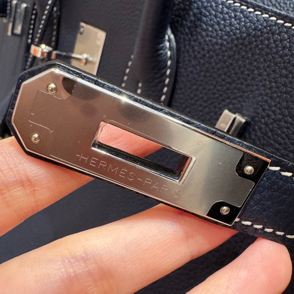 Hermès Special Order (HSS) Birkin 35: Blue Saphir & Cognac Togo Leather Palladium Hardware