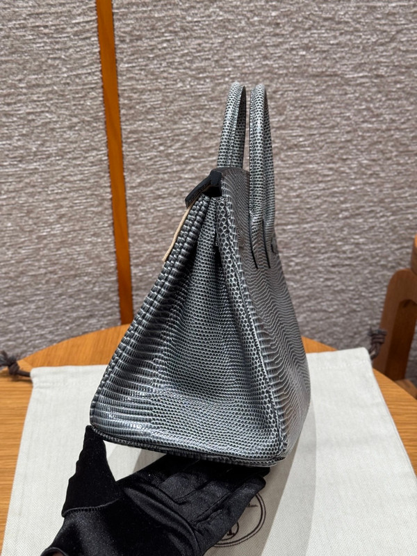 Hermès Birkin 25: Gris Foncé Salvator Lizard