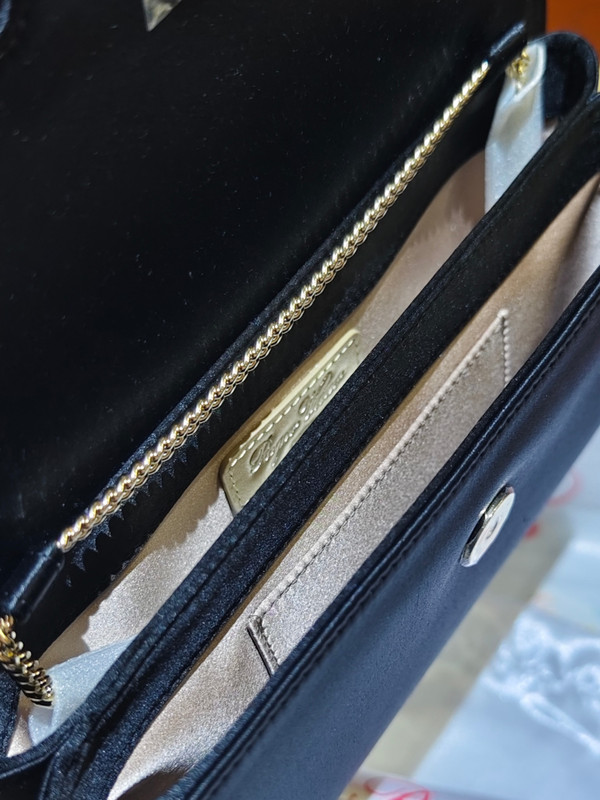 Roger Vivier Efflorescence Satin Pochette Black