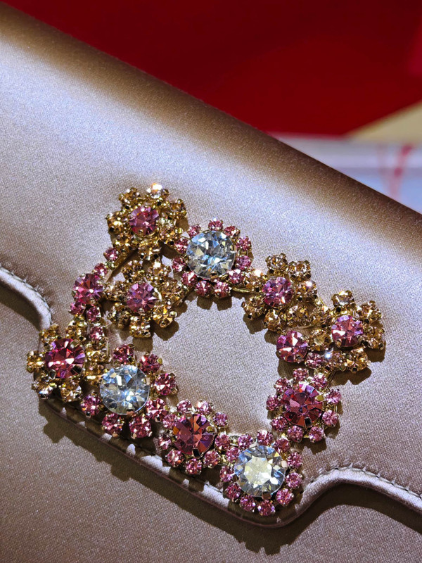 Roger Vivier Efflorescence Satin Pochette Gold