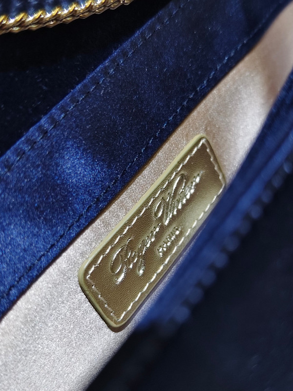 Roger Vivier Efflorescence Satin Pochette Navy