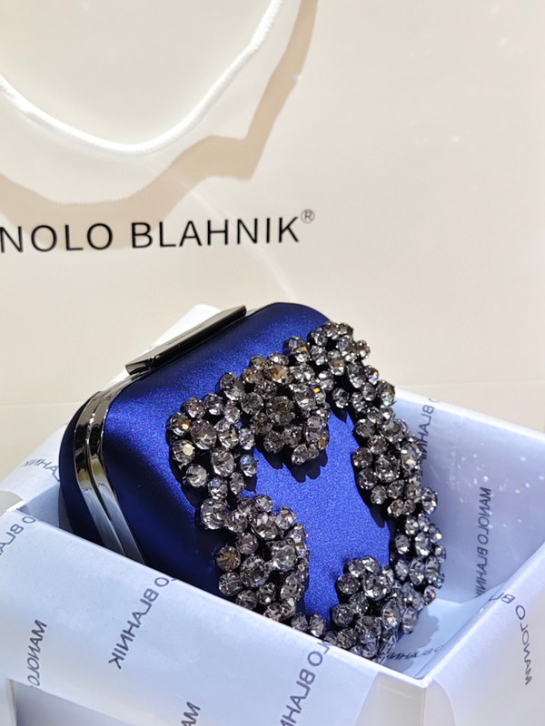 Manolo Blahnik Hangi Petinia Crystal Purple Silk Clutch