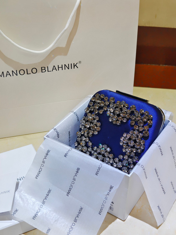 Manolo Blahnik Hangi Petinia Crystal Purple Silk Clutch