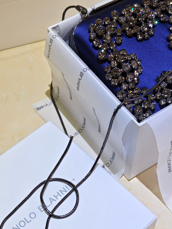 Manolo Blahnik Hangi Petinia Crystal Purple Silk Clutch