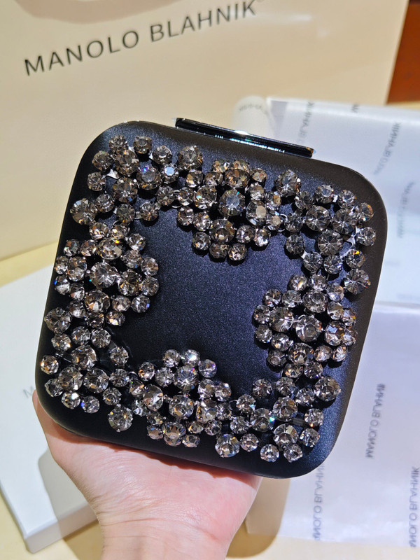 Manolo Blahnik Hangi Petinia Crystal Silk Clutch