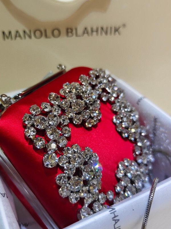 Manolo Blahnik Hangi Petinia Crystal Silk Clutch