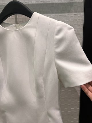 Valentino ruffle lace patchwork round neck short sleeved dress