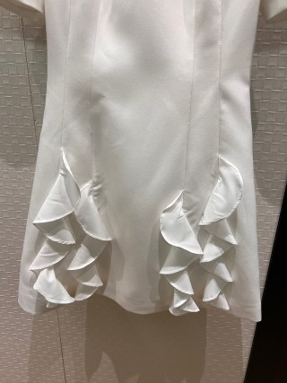 Valentino ruffle lace patchwork round neck short sleeved dress