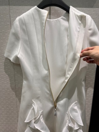 Valentino ruffle lace patchwork round neck short sleeved dress