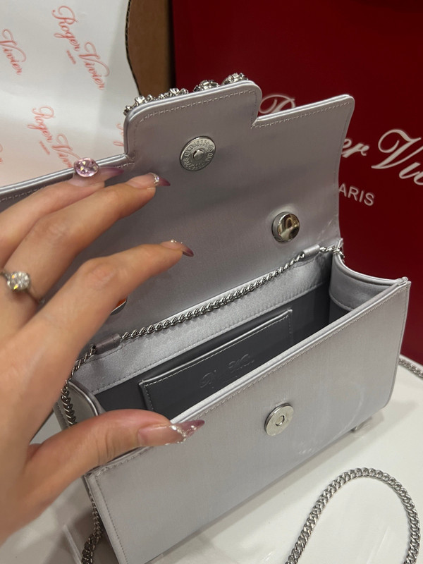 Roger Vivier Efflorescence Mini Bag in Satin Silver