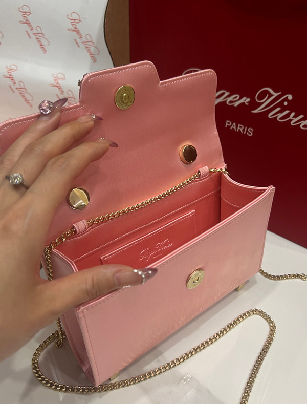 Roger Vivier Efflorescence Mini Bag in Satin Peach