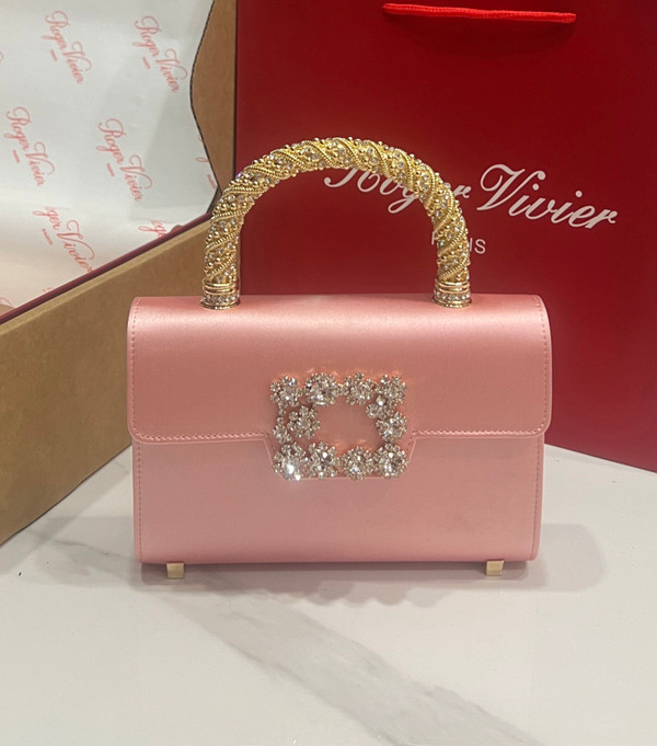 Roger Vivier Efflorescence Mini Bag in Satin Peach