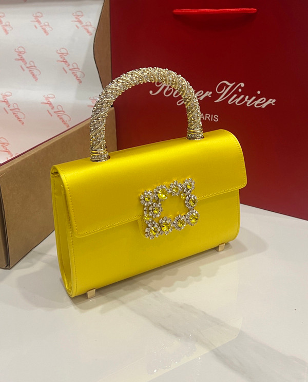 Roger Vivier Efflorescence Mini Bag in Satin Yellow