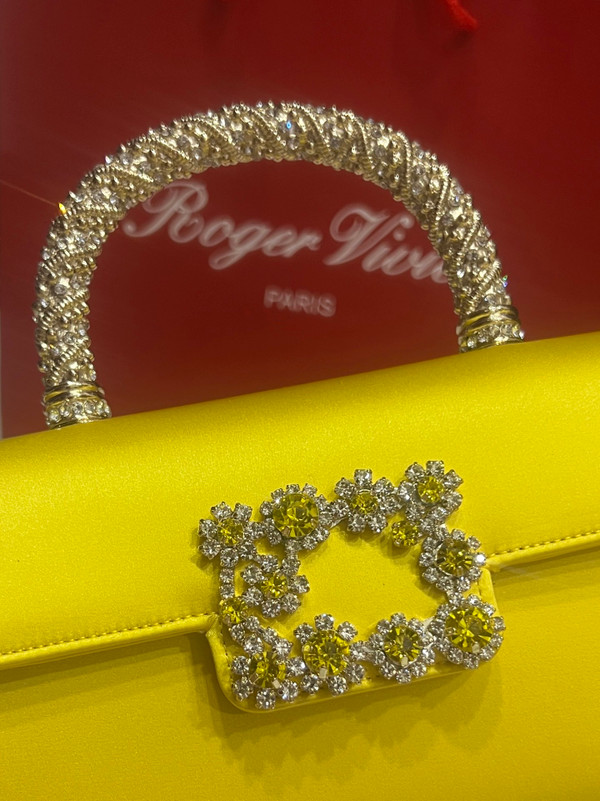 Roger Vivier Efflorescence Mini Bag in Satin Yellow