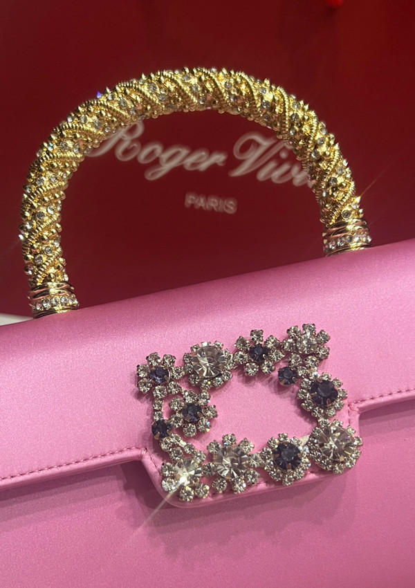 Roger Vivier Efflorescence Mini Bag in Satin Pink