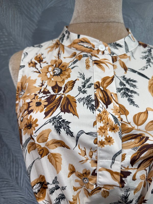 Oscar de la Renta stand collar cotton floral print sleeveless dress (2026 summer new)
