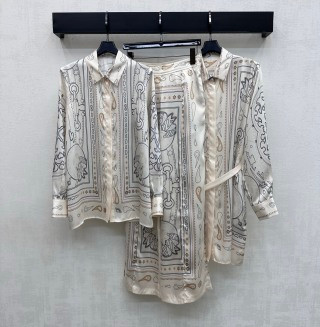 Hermès Silk Printed Long Sleeve Shirt
