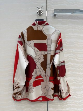 Hermes Chain Link Pattern Silk Shirt, 26s Early Spring Collection