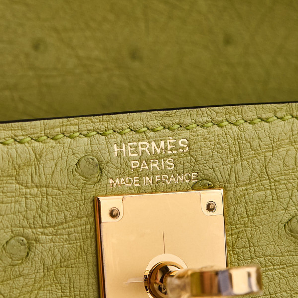 Hermes Kelly Ado Backpack Avocado Ostrich Gold Hardware 