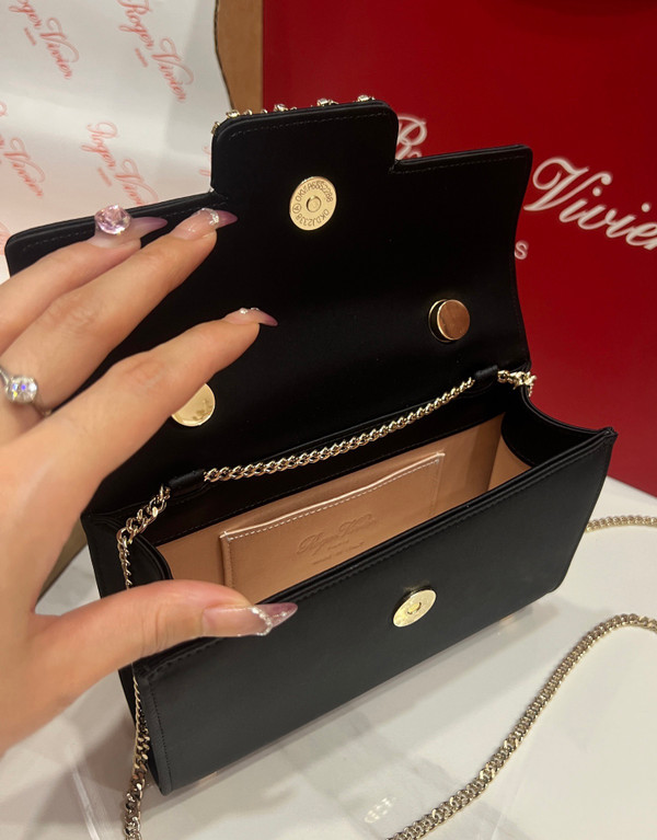 Roger Vivier Efflorescence Mini Bag in Satin Black