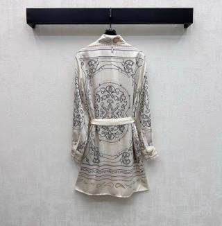 Silk Printed Belted Shirt Dress