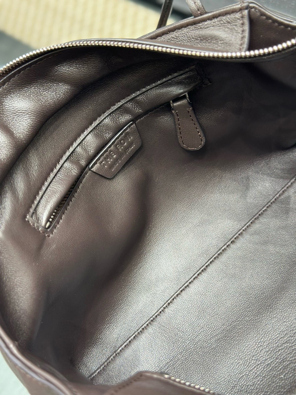 The Row Terrasse Logo Bag Deep Brown Original Lambskin 23cm