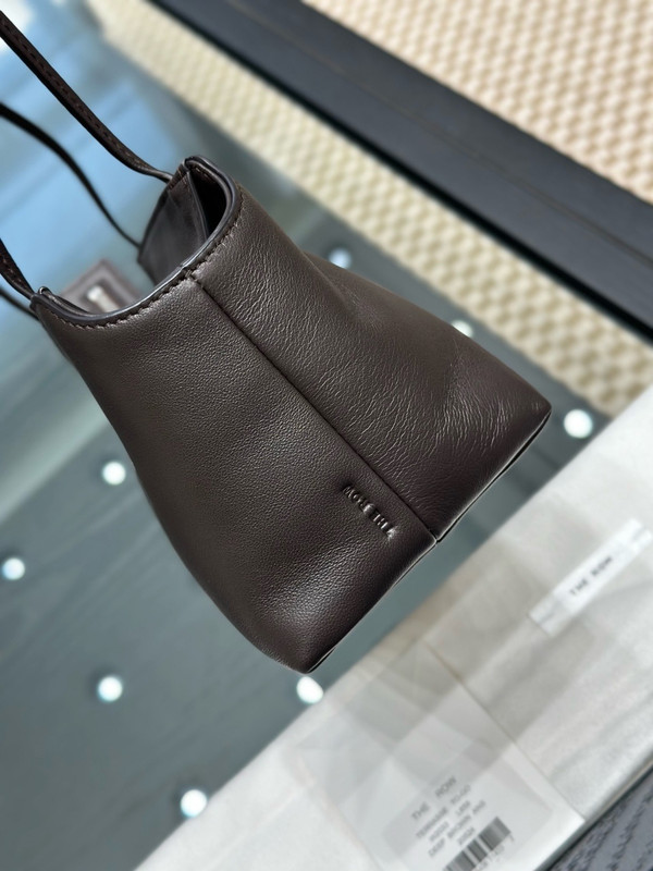 The Row Terrasse Logo Bag Deep Brown Original Lambskin 23cm