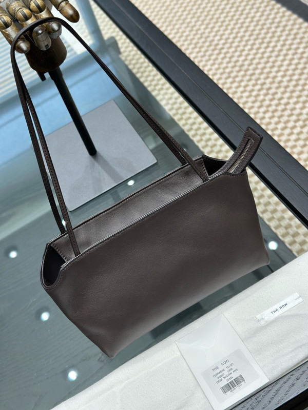 The Row Terrasse Logo Bag Deep Brown Original Lambskin 23cm