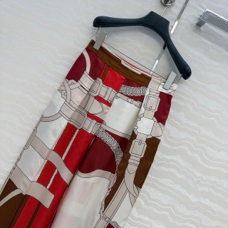 Hermes Style Chain Link Print Silk Wide Leg Pants