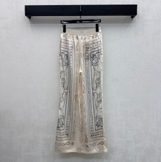 Hermes 2026 New Silk Printed Straight-Leg Pants