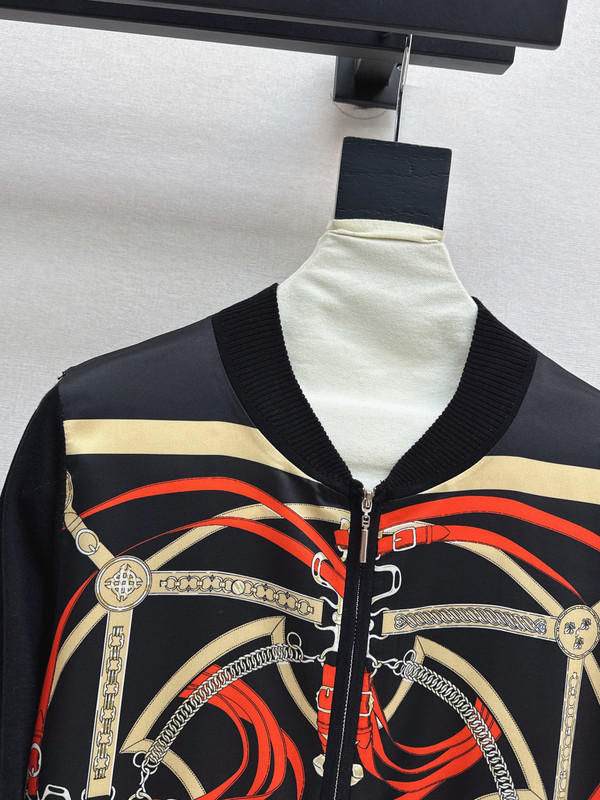 Hermes 26Ss Spring Summer Silk Print Patchwork Knit Cardigan