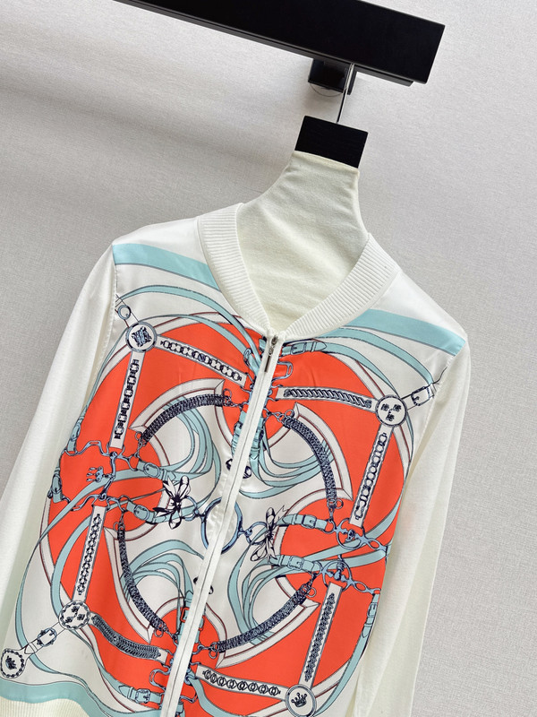 Hermes 26Ss Spring Summer Silk Blend Printed Cardigan