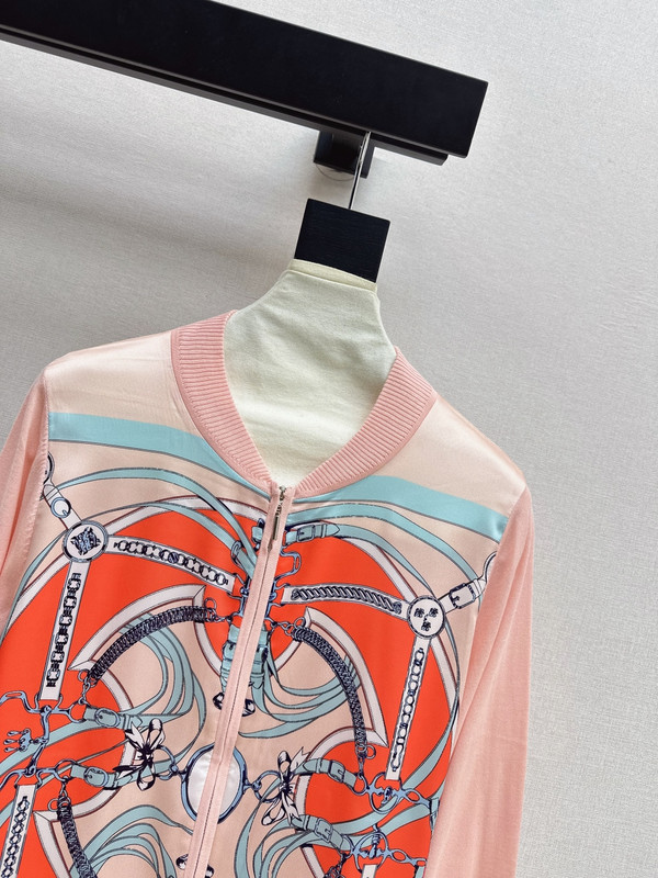 Hermes Spring/Summer Silk Print Panel Knit Cardigan 26Ss
